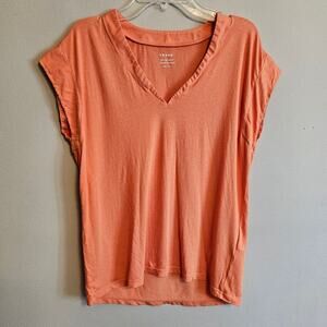 Frame Cap Sleeve Le Mid Rise V Neck Short Sleeve Coral Orange XS